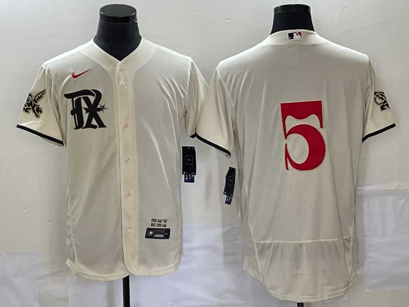 Mens Texas Rangers #5 Corey Seager Cream 2023 City Connect Flex Base Stitched Jersey